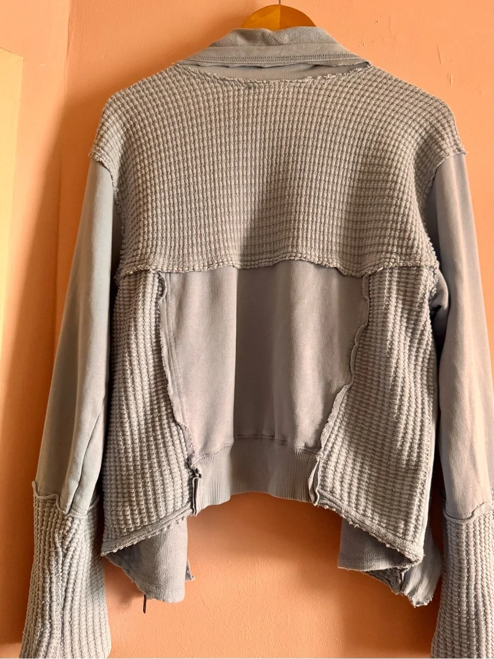 Light Blue Textured Open-Front Jacket - Picture 5 of 5